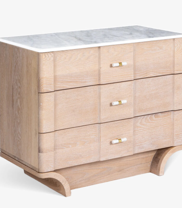 WOODEN 3 DRAWER CHEST WITH MARBLE TOP